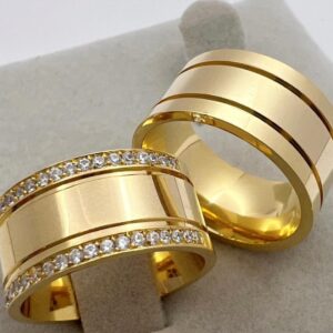 alianças em ouro 18k coleção luxo duplo