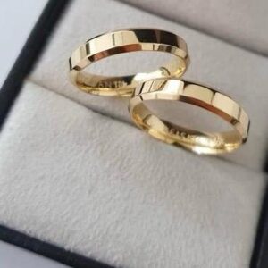 alianças em ouro 18k modelo glamour fino e anatômico