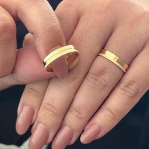 alianças em ouro 18k modelo duo contraste