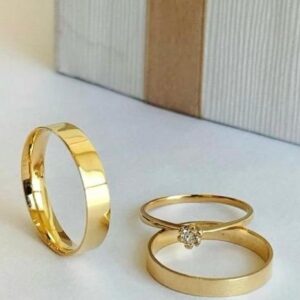 alianças em ouro 18k modelo reta minimalista premium