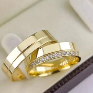 alianças em ouro 18k modelo versatilidade moderna